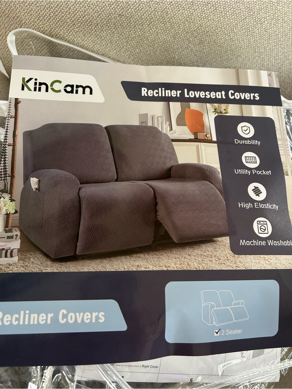 NEW Recliner Loveseat Cover in Dark Gray